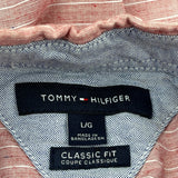 Tommy Hilfiger Striped Short Sleeve Shirt - Large Red Cotton