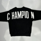 Reverse Weave Champion Spellout Sweatshirt - Small Black Cotton Blend