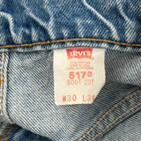 Made In USA Levis 517 Boot Cut Jeans - 30W 34L Light Wash Cotton