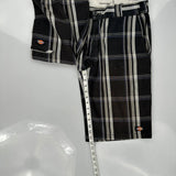 Dickies Checked Shorts - 34W 10L Black Cotton
