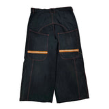 Wide Leg Unbranded Contrast Stitch Cargo Pants - 34W 29L Black Cotton