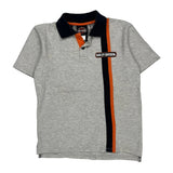 Age 12-14 Harley Davidson Striped Polo Shirt - Large Gray Cotton