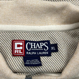 Chaps Ralph Lauren Striped Long Sleeve Polo Shirt - XL Beige Cotton Blend