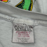 Oneita Graphic T-Shirt - Large Grey Cotton