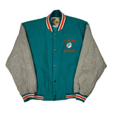 Miami Dolphins Logo Athletics Football Varsity Jacket - Large Gray Wool Blend