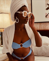 Textured Amethyst or Blue Allium Bandeau Halter top