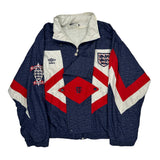 1990-92 England Umbro Football Windbreaker - Medium Blue Polyester