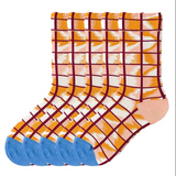 Anyfootwear 5 Pairs Size 5-9 Women Fashion Socks Combed Cotton Abstract Stripe Oil Painting Print Novelty Funny Happy Crew Socks Colorful Casual Christmas Gift