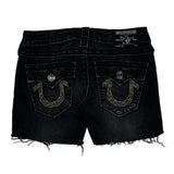 True Religion Studded Denim Shorts - 25W US 0 Black Denim