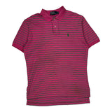 Polo By Ralph Lauren Striped Polo Shirt - Medium Pink Cotton