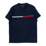 Tommy Hilfiger Striped T-Shirt - Small Navy Cotton