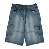 Hip Hop Riflessi Cargo Denim Shorts - 34W 13L Light Wash Cotton