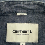 Carhartt Collarless Shirt - Small Blue Cotton