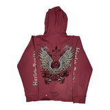 Live Free Harley Davidson Graphic Hoodie - XL Burgundy Cotton