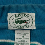 Izod Striped Polo Shirt - Medium Blue Cotton