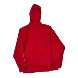 Vintage Quiksilver Spellout Hoodie - Medium Red Cotton Blend