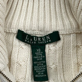 Ralph Lauren Cable Knit Sweater Zip Up - XS Cream Cotton