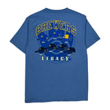 Milwaukee Brewers Majestic Graphic T-Shirt - Large Blue Cotton