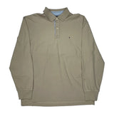 Tommy Hilfiger Long Sleeve Polo Shirt - XL Beige Cotton