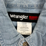 Wrangler Denim Shirt - Large Blue Cotton