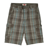 Levis Checked Cargo Shorts - 30W 11L Blue Cotton Blend