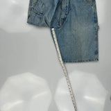 Wrangler Double Knee Denim Shorts - 34W 10L Light Wash Denim