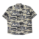 Keeler Bay Graphic Hawaiian Shirt - Large Grey Cotton