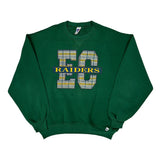 Raiders Russell Athletic Checked Sweatshirt - XL Green Cotton