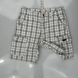 Wrangler Checked Cargo Shorts - 32W 10L Black & White Cotton
