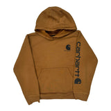 Age 10-12 Carhartt Spellout Hoodie - Medium Brown Cotton