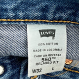 Levis Denim Shorts - 32W 10L Blue Cotton