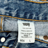 Levis Denim Shorts - 34W 10L Blue Cotton