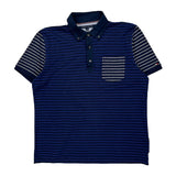 Tommy Hilfiger Striped Polo Shirt - Large Navy Cotton