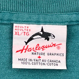 Footprints Of Canada Harlequin Graphic T-Shirt - XL Green Cotton