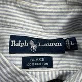 Blake Ralph Lauren Striped Shirt - Large Blue Cotton