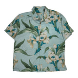 Tommy Bahama Floral Hawaiian Shirt - Large Green Silk