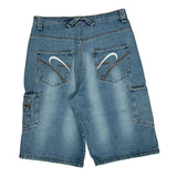 Riflessi Cargo Denim Shorts - 34W 13L Blue Cotton