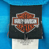 Harley Davidson Striped T-Shirt - 2XL Blue Cotton Blend
