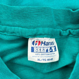 90S Blank Hanes Long Sleeve T-Shirt - XL Green Cotton