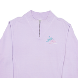 ADIDAS Womens T-Shirt Purple Long Sleeve 1/4 Zip L