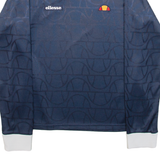 ELLESSE Patterned Womens T-Shirt Blue Long Sleeve UK 14
