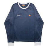 ELLESSE Patterned Womens T-Shirt Blue Long Sleeve UK 14