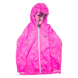 FILA Womens Shell Jacket Pink Hooded Floral L
