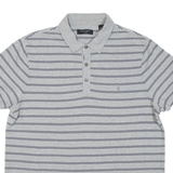 ALL SAINTS Mens Polo Shirt Grey Striped 2XL