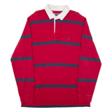 CHAPS Mens Polo Shirt Red Striped Long Sleeve L