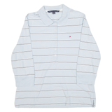 TOMMY HILFIGER Mens Polo Shirt Blue Striped 3/4 Sleeve XL
