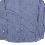 HILFIGER DENIM Mens Plain Shirt Blue Long Sleeve S