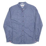 HILFIGER DENIM Mens Plain Shirt Blue Long Sleeve S