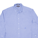TOMMY HILFIGER Mens Shirt Blue Check Long Sleeve L