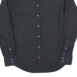 TOMMY HILFIGER Mens Plain Shirt Black Long Sleeve S